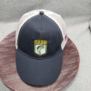 Bass Fishing Mesh Back Trucker Hat With American Flag Patch